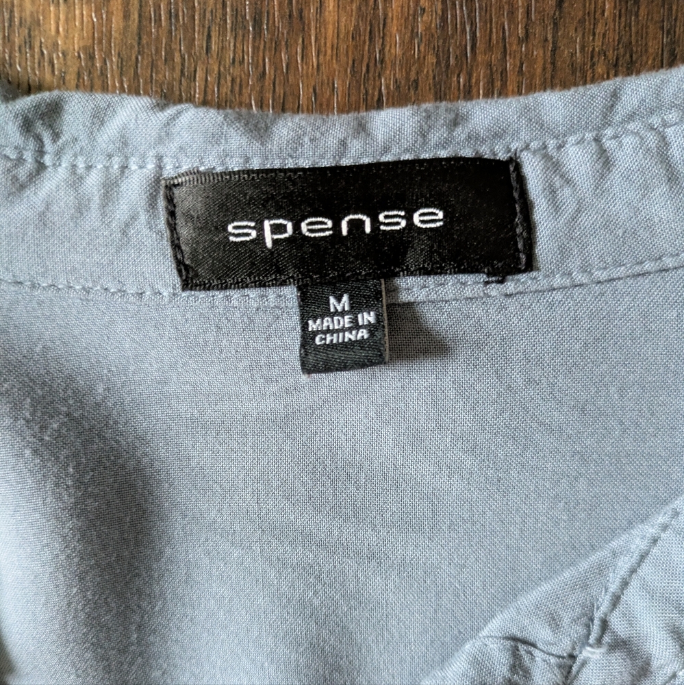 Spense Womens Popover Blouse Tie Waist Tunic Medium Casual Roll Tab Pockets - Picture 2 of 14